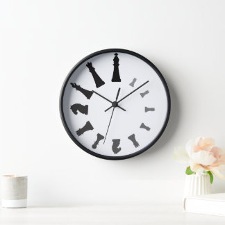 Chess pieces large clock