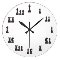Chess pieces large clock