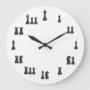 Chess Pieces Large Clock by peculiardesign at Zazzle