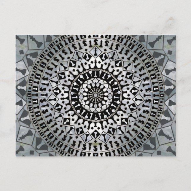 Chess Pieces Mandala Postcard (Front)