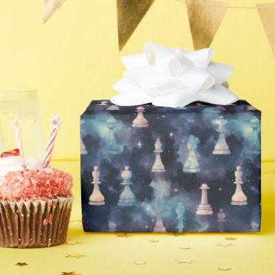 Chess Pieces Modern Galaxy Nebula Cosmic Space Wrapping Paper