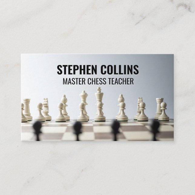 Chess Pieces on Board Business Card (Front)