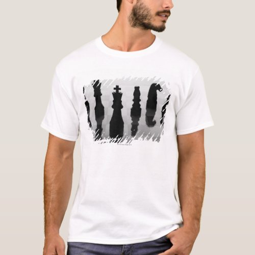 Chess pieces on chess board in black and white T_Shirt