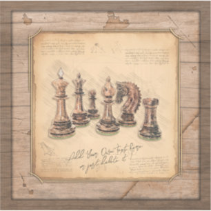 Chess Pieces on Grunge Wooden Board Player Gift Sticker