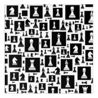 Chess Pieces Pattern - Black and white