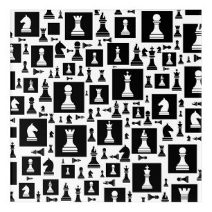 Chess Pieces Pattern - Black and white Acrylic Print