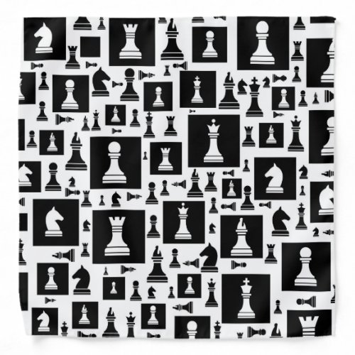 Chess Pieces Pattern _ Black and white Bandana