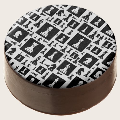Chess Pieces Pattern - Black and white Chocolate Covered Oreo