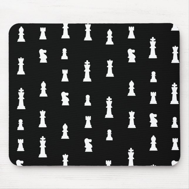 Chess pieces pattern - black and white mouse pad (Front)