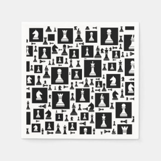 Chess Pieces Pattern - Black and white Napkins