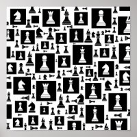 Chess Pieces Pattern - Black and white