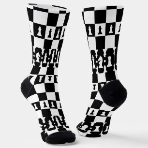 Chess Pieces Pattern - black and white Socks