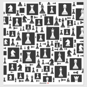 Chess Pieces Pattern - Black and white Sticker