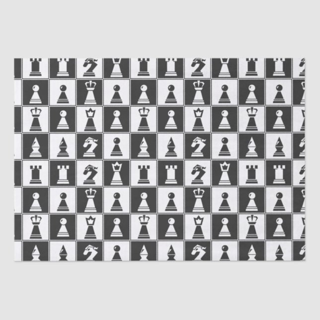 Chess Pieces Pattern Design Tissue Paper (Front)