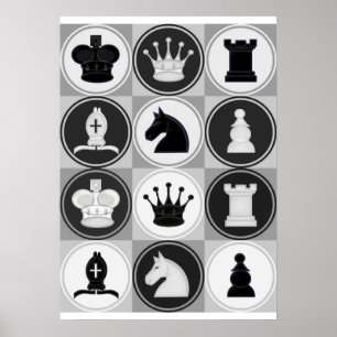 Chess Pieces Pattern Poster