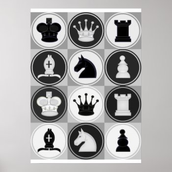 Chess Pieces Pattern Poster by Chess_store at Zazzle