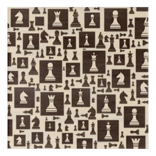 Chess Pieces Pattern _ Wooden Texture Acrylic Print