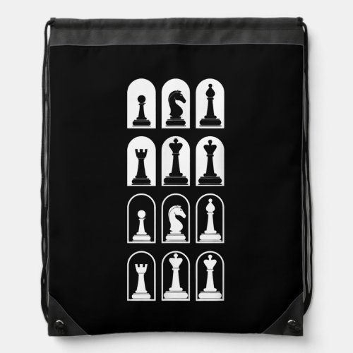 Chess Pieces Pawn King Knight Board Checkmate Drawstring Bag