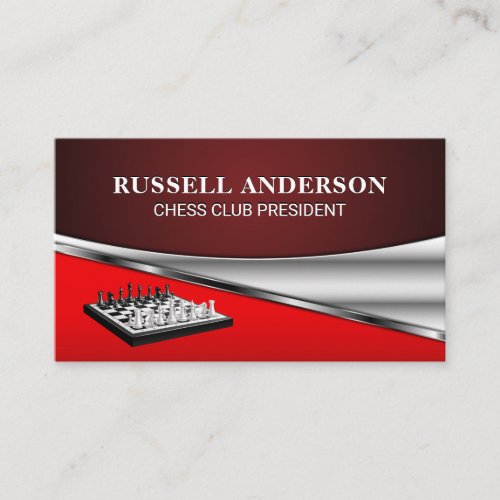 Chess Pieces Set on Chess Board Business Card