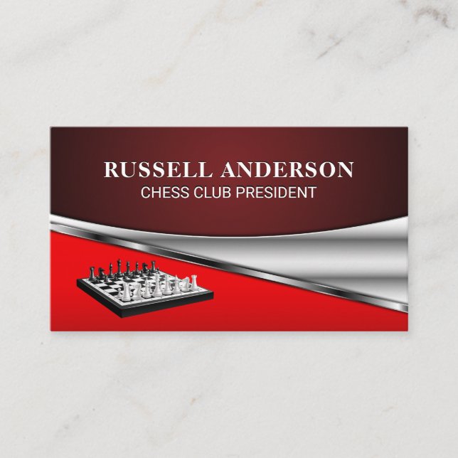 Chess Pieces Set on Chess Board Business Card (Front)