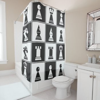Chess Pieces Shower Curtain by SjasisSportsSpace at Zazzle