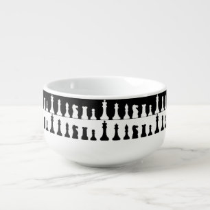 Chess Pieces Silhouette Soup Mug
