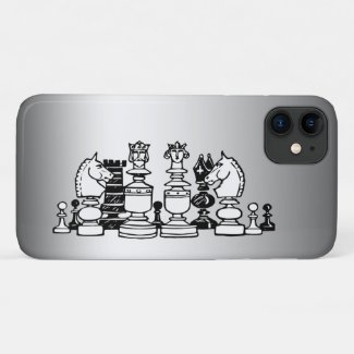 Chess Pieces Silver iPhone 11 Case