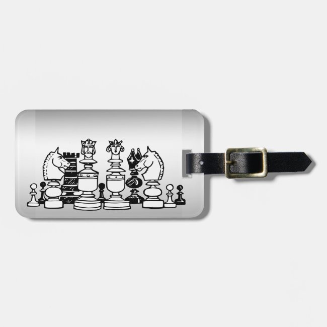 Chess Pieces Silver Luggage Tag