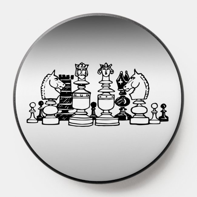 Chess Pieces Silver Smartphone PopSocket