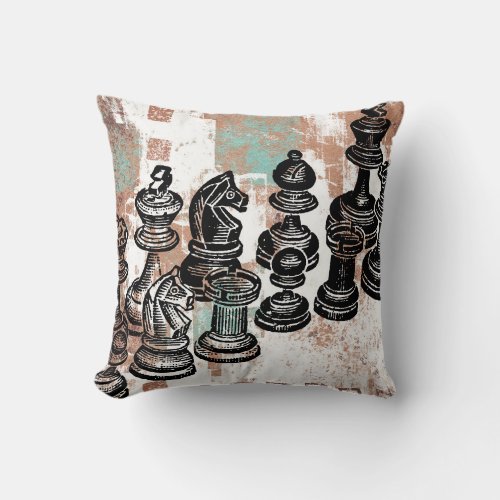 Chess Pieces Throw Pillow