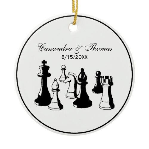 Chess Pieces Vintage Art #2 Ceramic Ornament