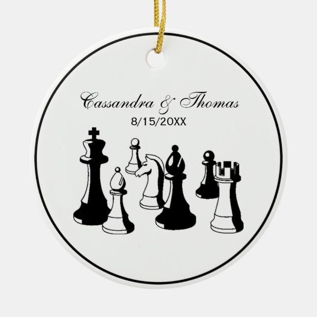 Chess Pieces Vintage Art #2 Ceramic Ornament (Front)