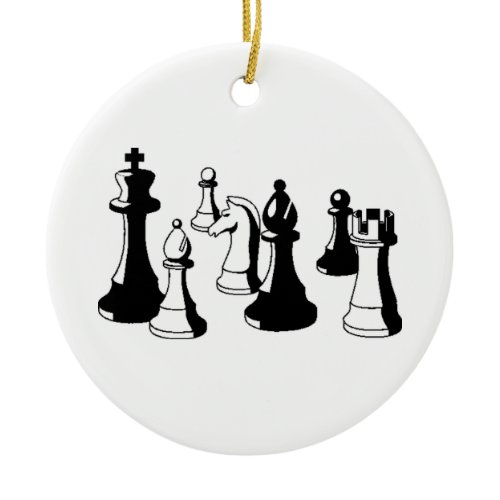Chess Pieces Vintage Art #2 Ceramic Ornament