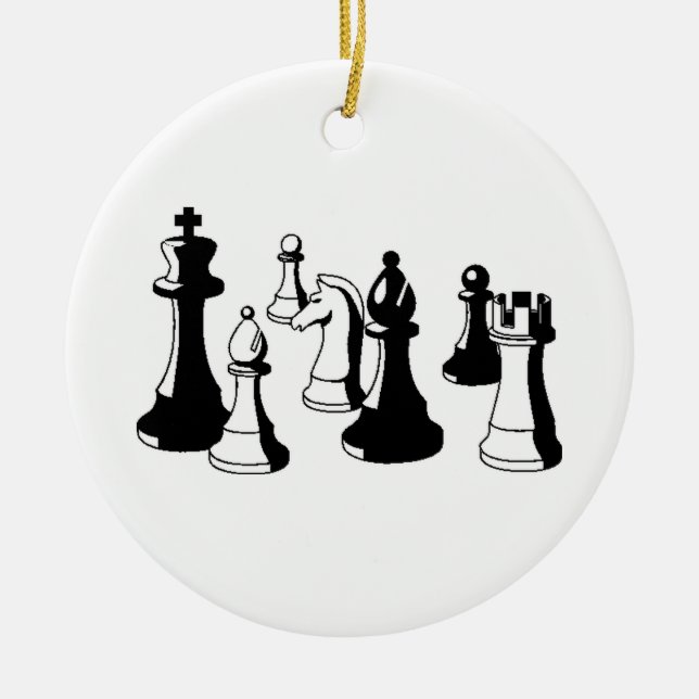 Chess Pieces Vintage Art #2 Ceramic Ornament (Front)