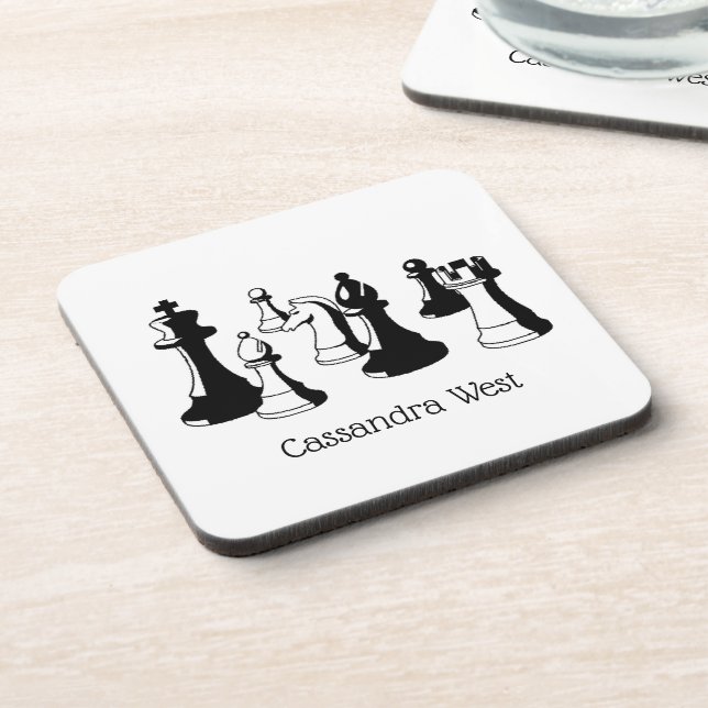 Chess Pieces Vintage Art #2 Coaster (Left Side)
