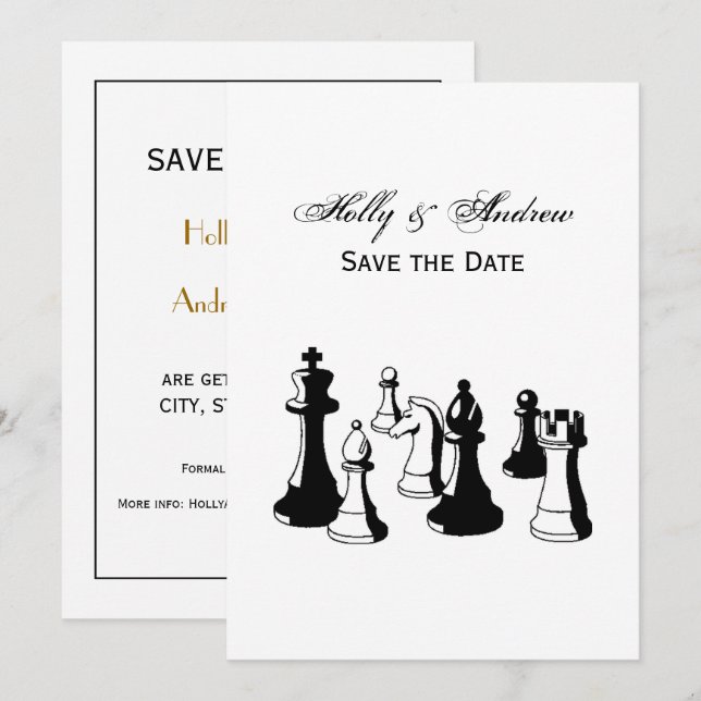 Chess Pieces Vintage Art #2 Invitation (Front/Back)