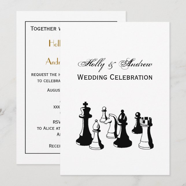 Chess Pieces Vintage Art #2 Invitation (Front/Back)