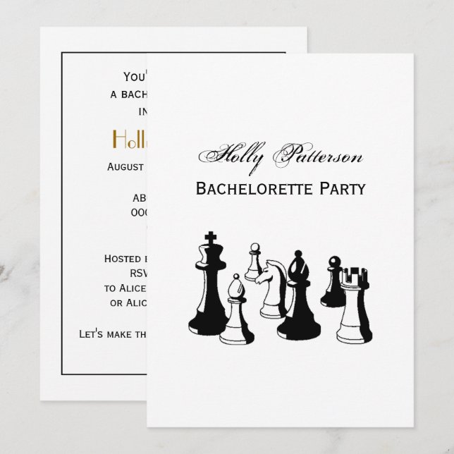Chess Pieces Vintage Art #2 Invitation (Front/Back)