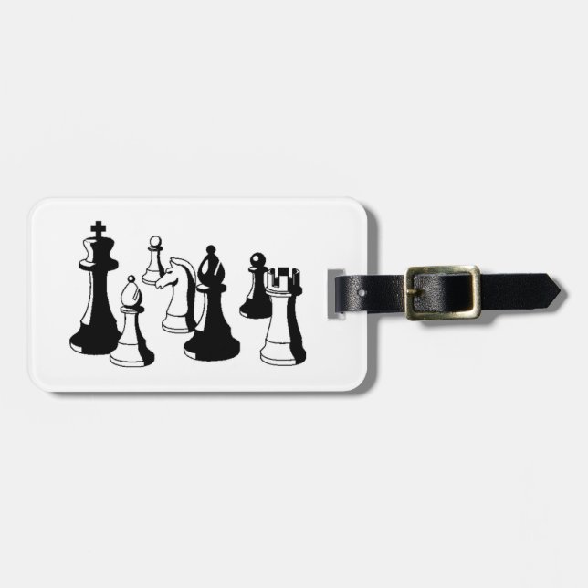 Chess Pieces Vintage Art #2 Luggage Tag (Front Horizontal)