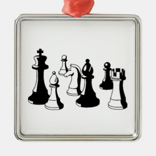 Chess Pieces Vintage Art #2 Metal Ornament