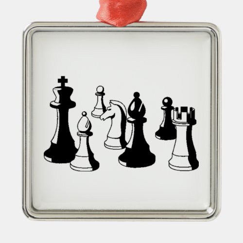 Chess Pieces Vintage Art 2 Metal Ornament