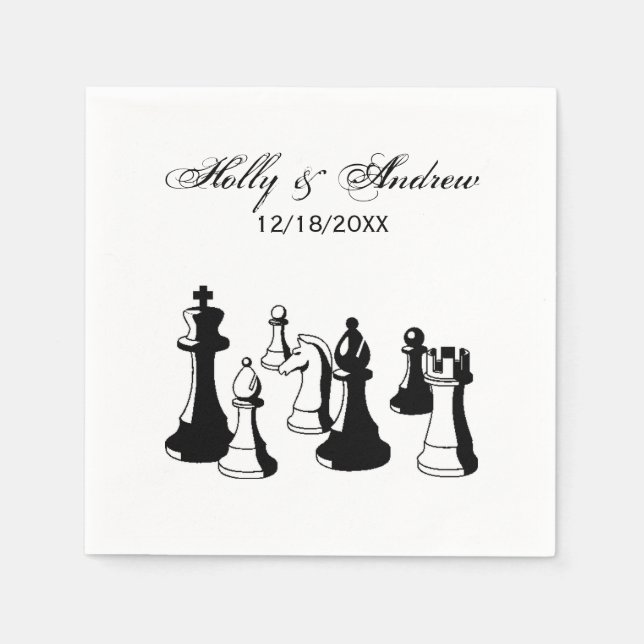 Chess Pieces Vintage Art #2 Paper Napkins (Front)