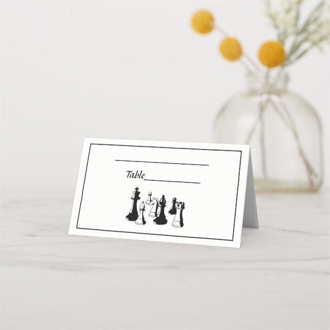 Chess Pieces Vintage Art #2 Place Card (Back)