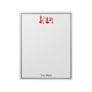 Chess Pieces Vintage Art #2 Red Notepad