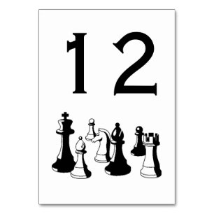 Chess Pieces Vintage Art #2 Table Number