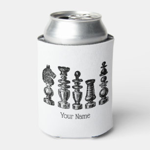 Chess Pieces Vintage Art Can Cooler