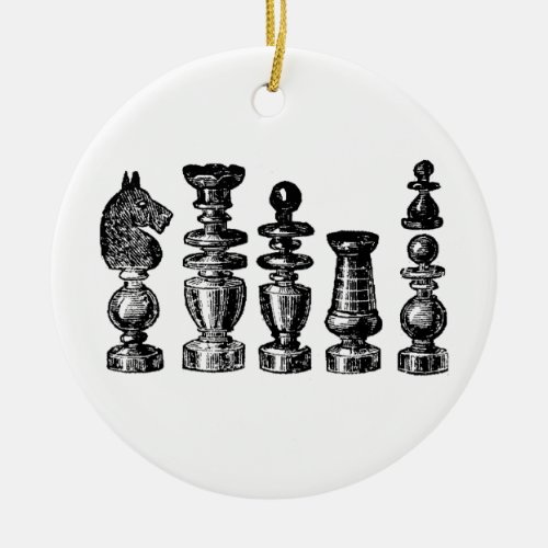 Chess Pieces Vintage Art Ceramic Ornament