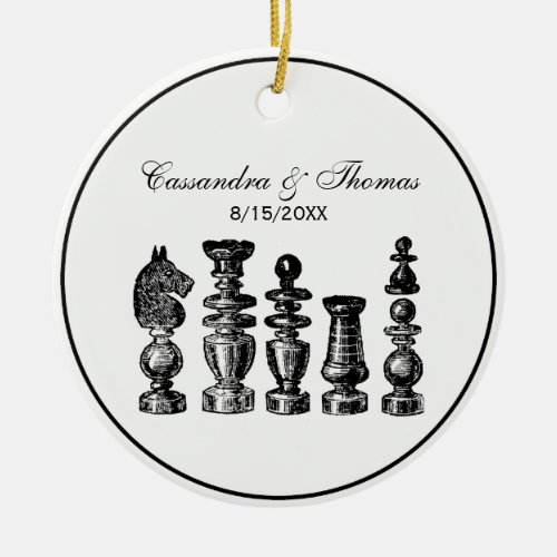 Chess Pieces Vintage Art Ceramic Ornament