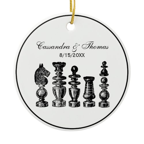 Chess Pieces Vintage Art Ceramic Ornament