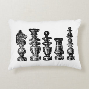 Chess Pieces Vintage Art Decorative Pillow